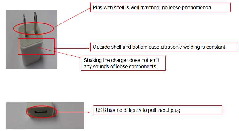 workmanship checking points for  USB Wall Charger