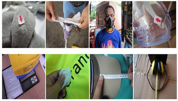inspect gas mask-safety shoes quality control-industrial gloves-ear protector-safety goggles