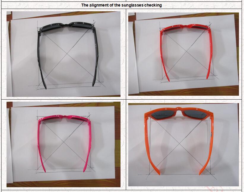 eyeglasses quality control -The alignment of the sunglasses checking